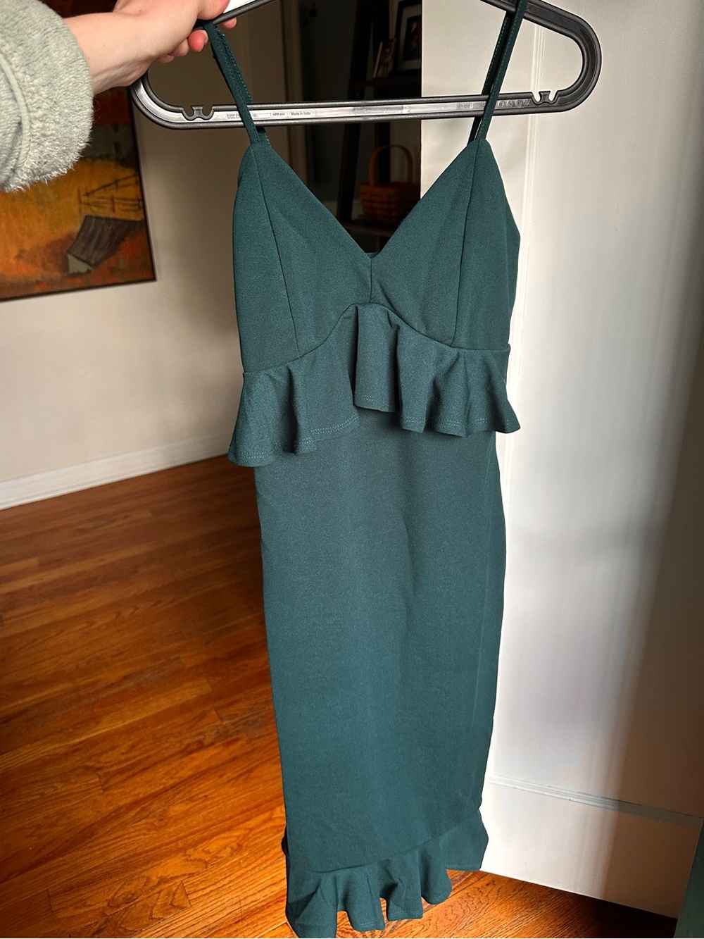 Forever 21 teal green ruffled midi dress - size small